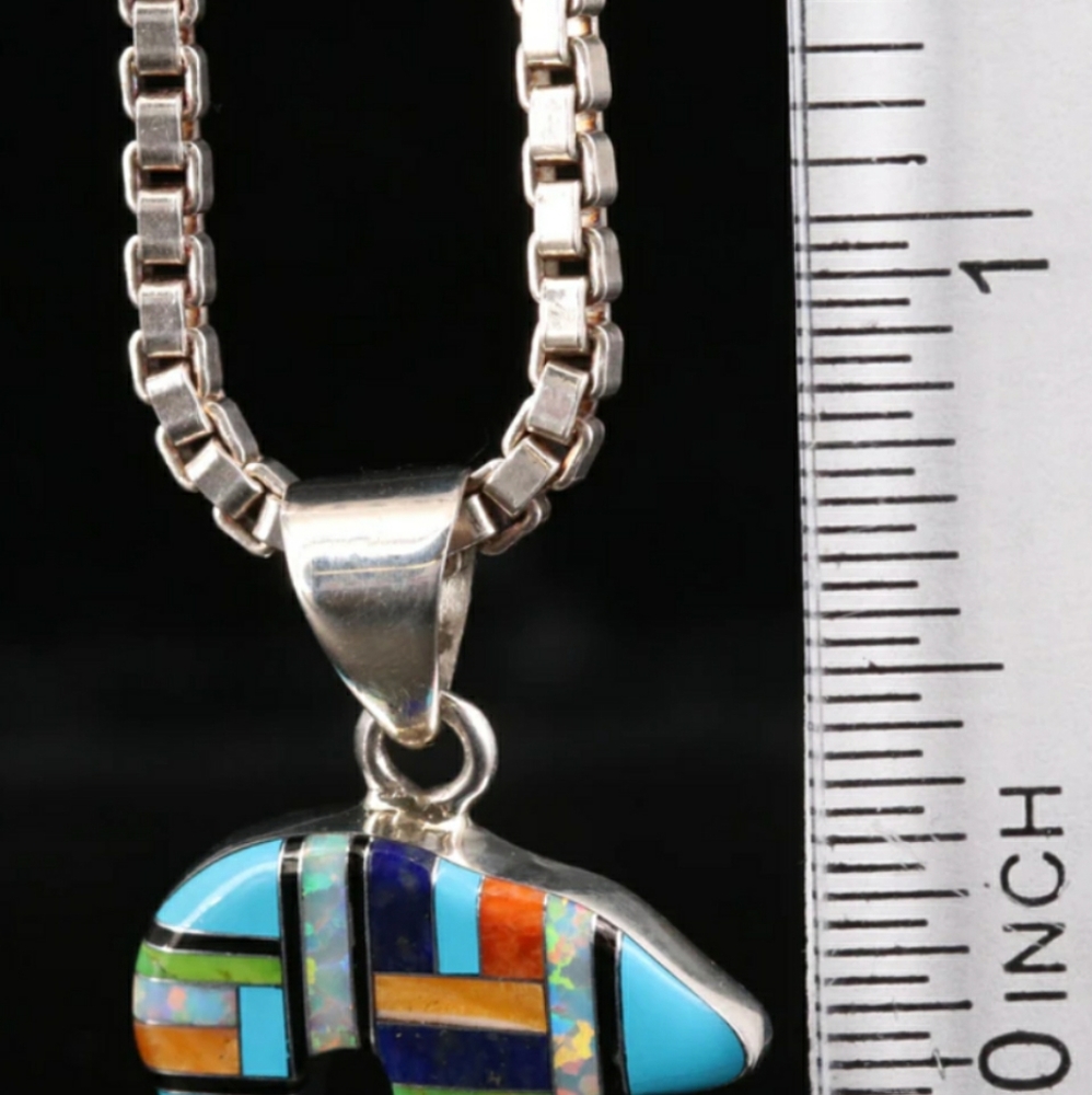 NECKLACE with Inlay Mosaic Pendant